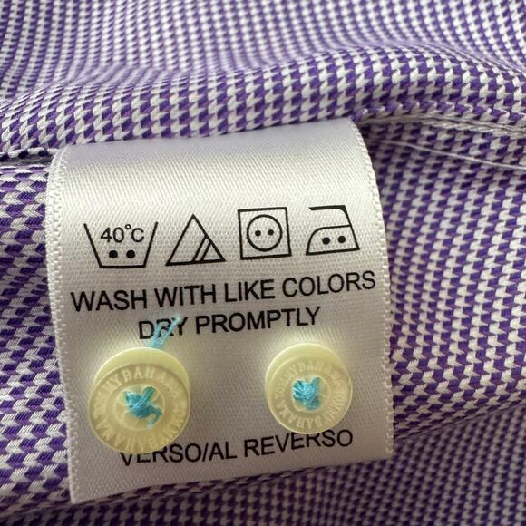 Tommy Bahama Dress Shirt Mens 16.5 34-35 Purple Houndstooth Long Sleeve NWT - Picture 10 of 12